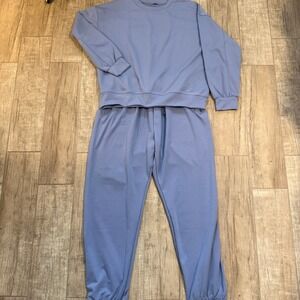 Womens Muji Periwinkle Blue 2 Piece Sweatshirt and Joggers Loungewear Set  XL